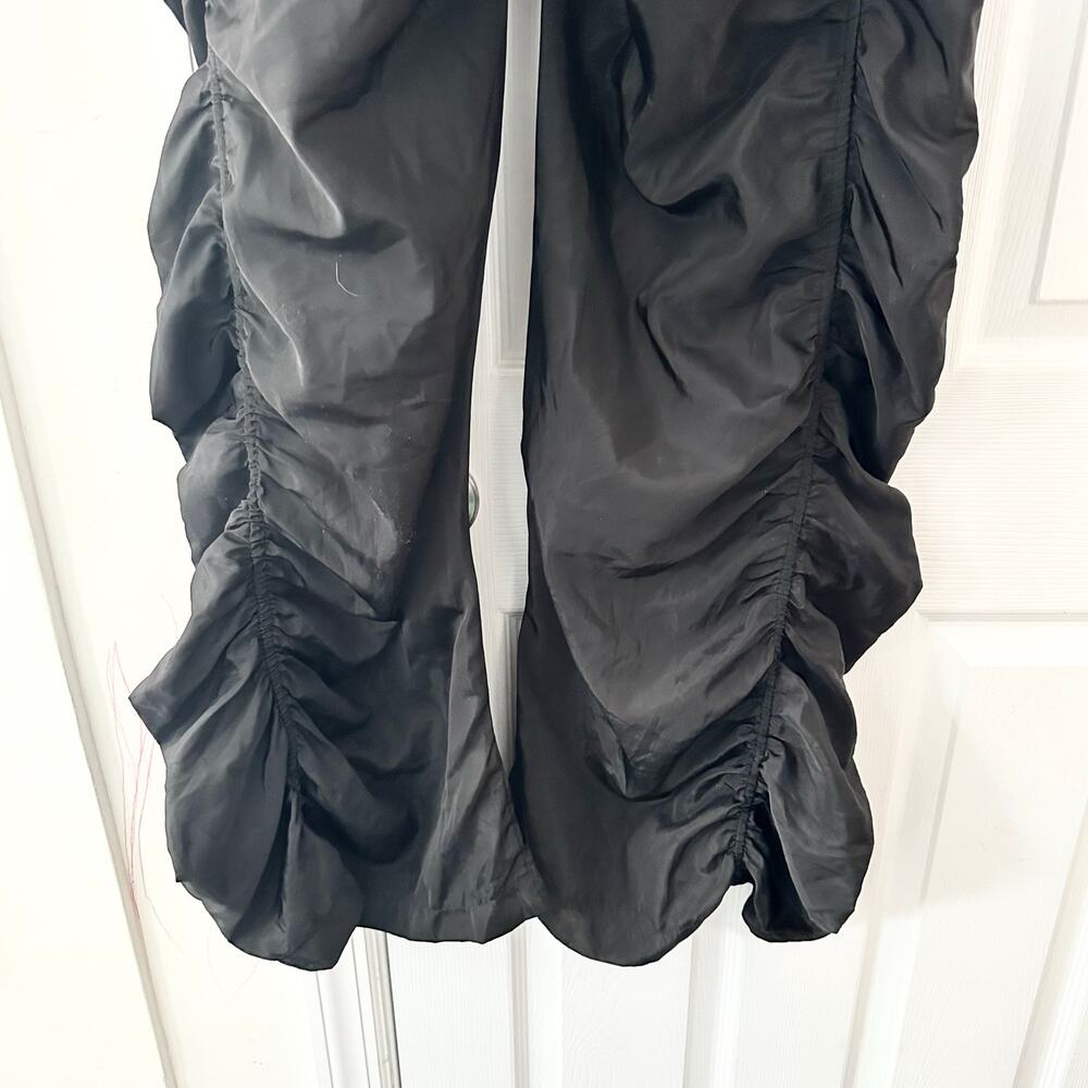 Kollyy Black Harajuku Nylon Baggy Ruched Gathered Y2K Windbreaker Pants Small - Picture 7 of 11